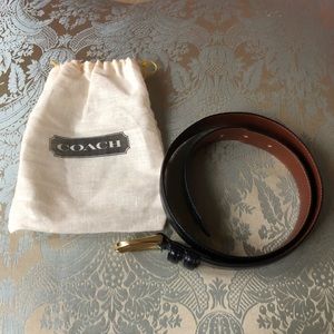 Coach Black Calfskin Belt w/ solid brass buckle.